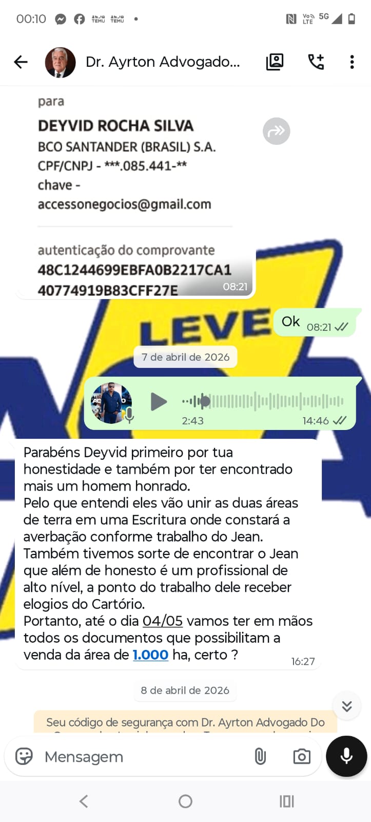 Print de conversa no WhatsApp com cliente